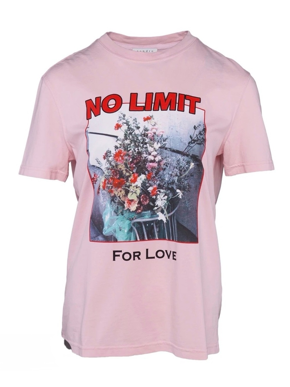 Sandro Floral Graphic Tee Shirt Gerda No Limit For Love Size EU 4 US L/XL